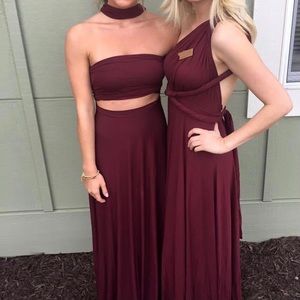LuLu’s Multi-way Tricks of the Trade Burgundy Maxi Dress